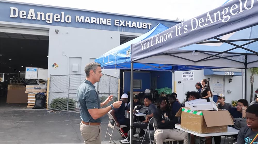 Junior Achievement of South Florida welding workshop at D'Angelo Marine