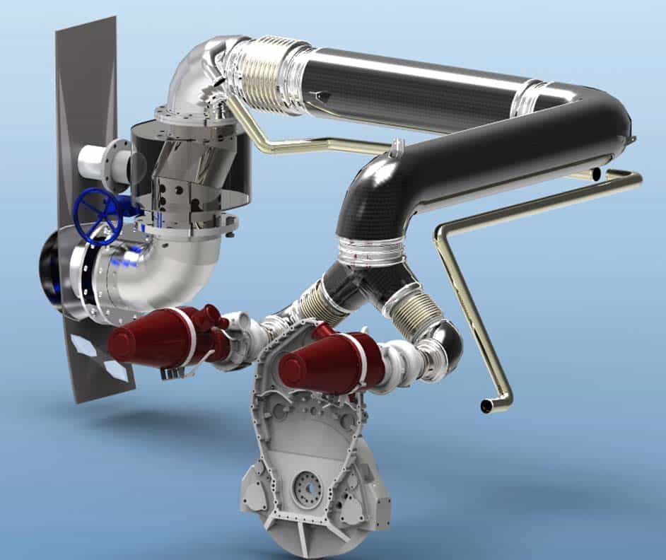 Caterpillar C32 marine engine — exhaust systems