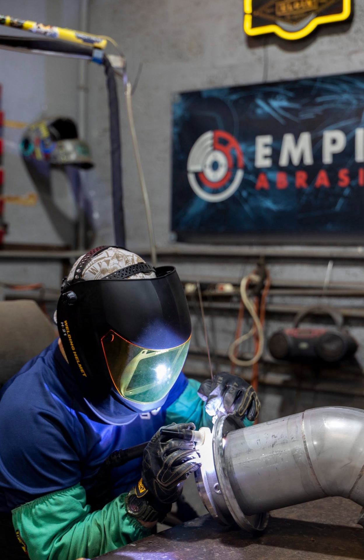 Welder Tacking an Elbow Flange